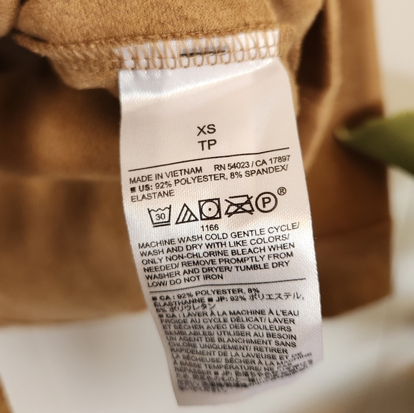 Banana Republic Tan Vegan Suede Belted Long Sleeve Swing Top Stretchy Casual XS - Picture 7 of 10